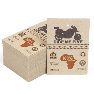 Etiquetas ropa personalizadas cartón 100% reciclado kraft, 450 g/m², 85x55 mm
