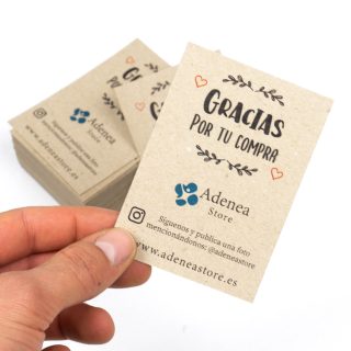 Tarjetas gracias por tu compra personalizadas, cartón reciclado - Imagen 3