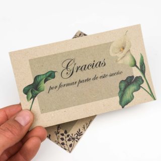 Tarjetas cartón kraft de agradecimiento boda Español, "Gracias", 17x9 cm - 50 unidades - Imagen 3