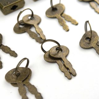 Mini Candados para diario personal, con llave y cerradura, oro viejo - Pack 10 uds - Imagen 3