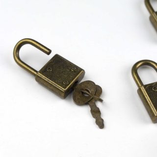 Alternative view of Mini Candados para diario personal, con llave y cerradura, oro viejo - Pack 10 uds