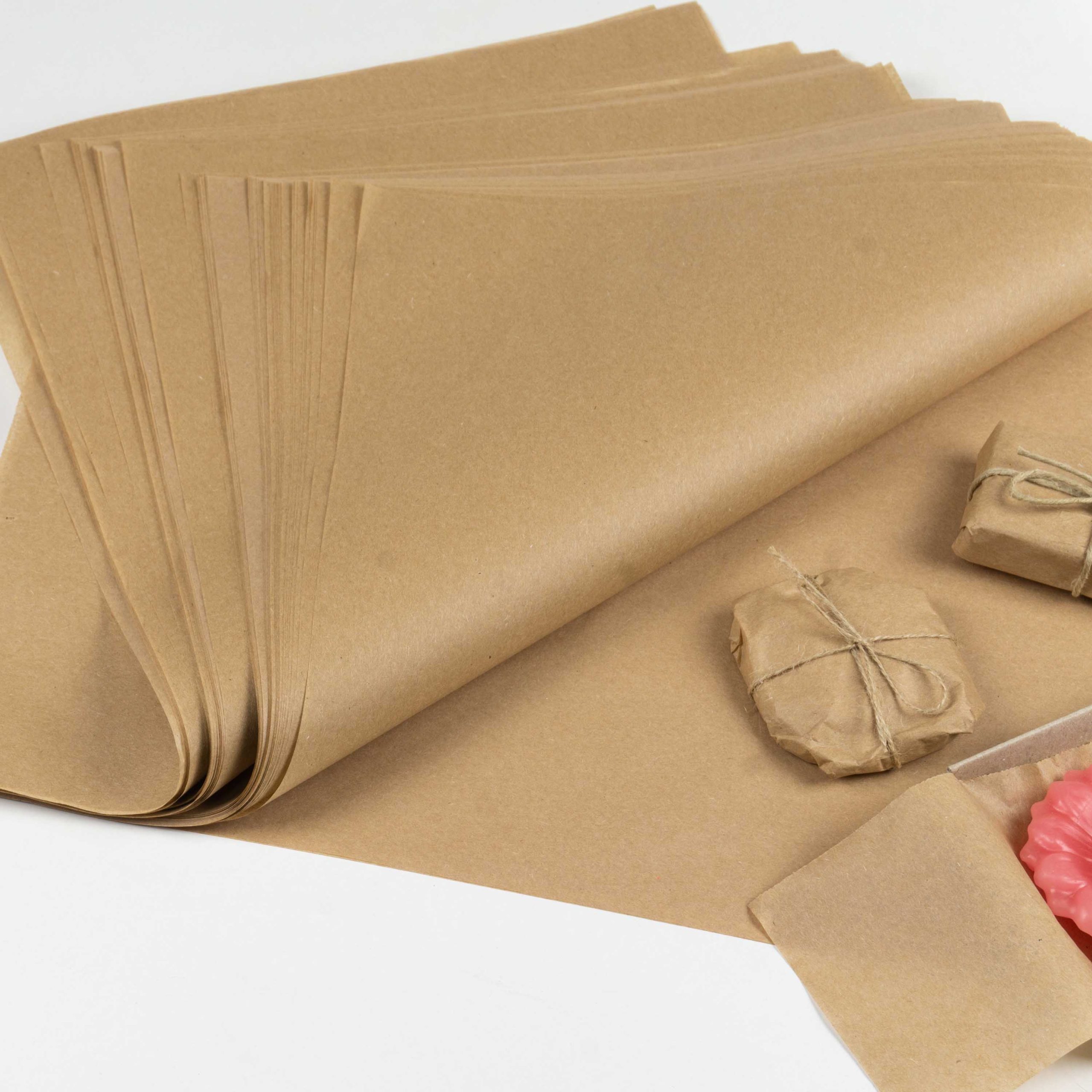Papel seda kraft A3 fino para envolver regalos, manualidades, jabones, marrón crema claro. - 60 hojas - Imagen 3